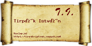 Tirpák István névjegykártya